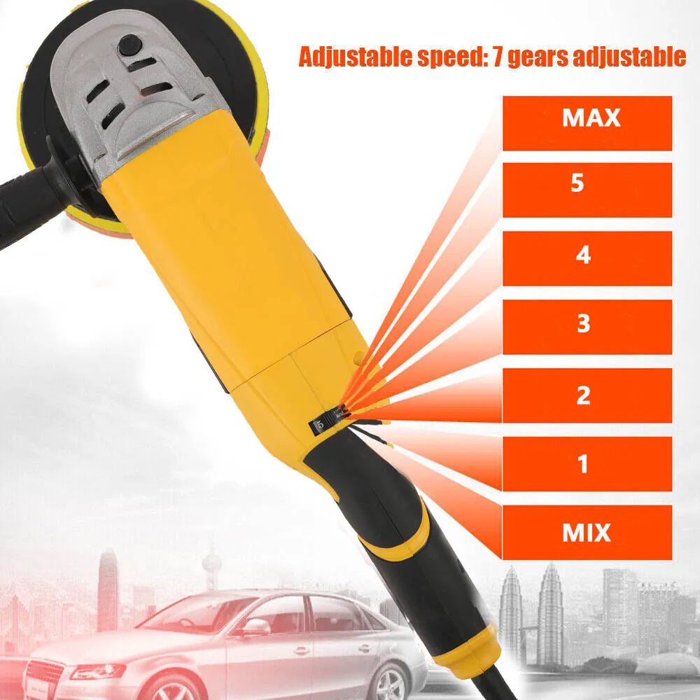 2000W Electric Polisher Car Sander Machine Kit Buffer Pad Sponge Polishing Waxer