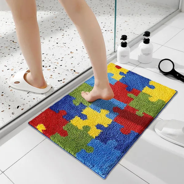 Bathroom Rug 20x32 Non Slip Fluffy Teal Bath Mat For Bathroom Floor Washable Plush Luxury Bath Rug For Tub Soft Shaggy Absorbent Shower Sink Mat